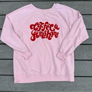 Wildfox Coffee & Sunshine pink and red velvet crewneck size Large